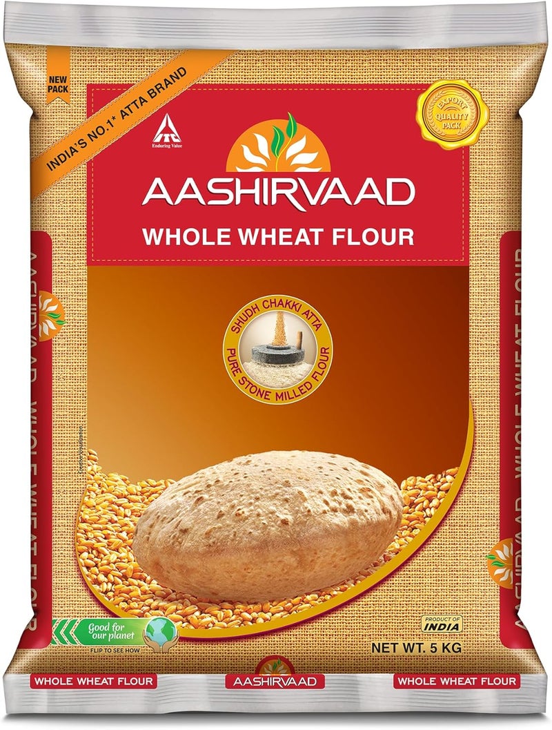 Aashirvaad Whole Wheat Flour Shudh Chakki Atta 5kg - Image 1